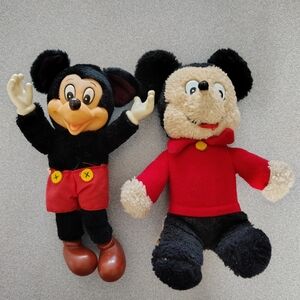 Disney: 2 Vintage 70's Mickey Mouse Plush by Applause & Knickerbocker 8-9" Value